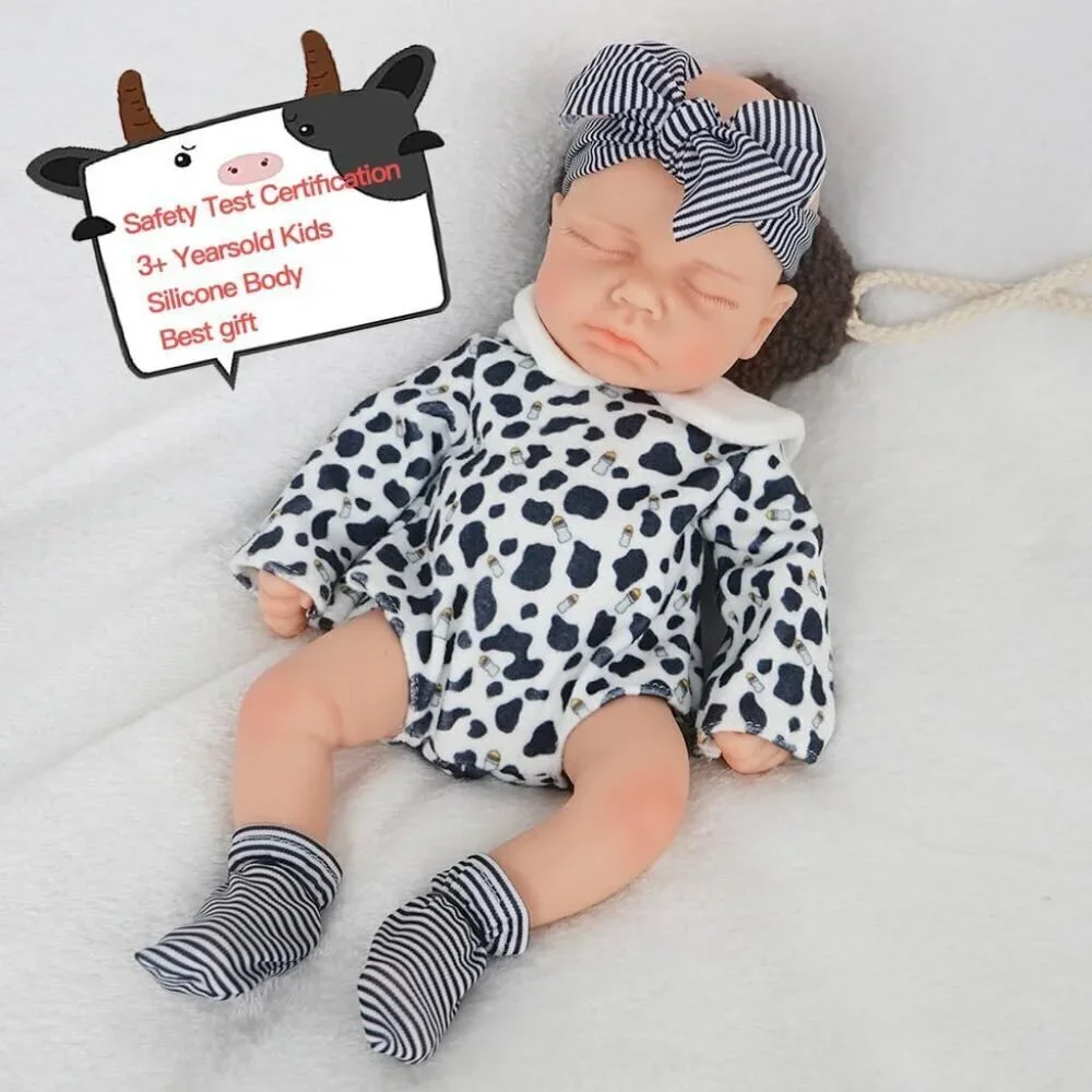 🆕12Inch Realistic Full Body Silicone Reborn ivory White Baby Boy Sleeping Dolls